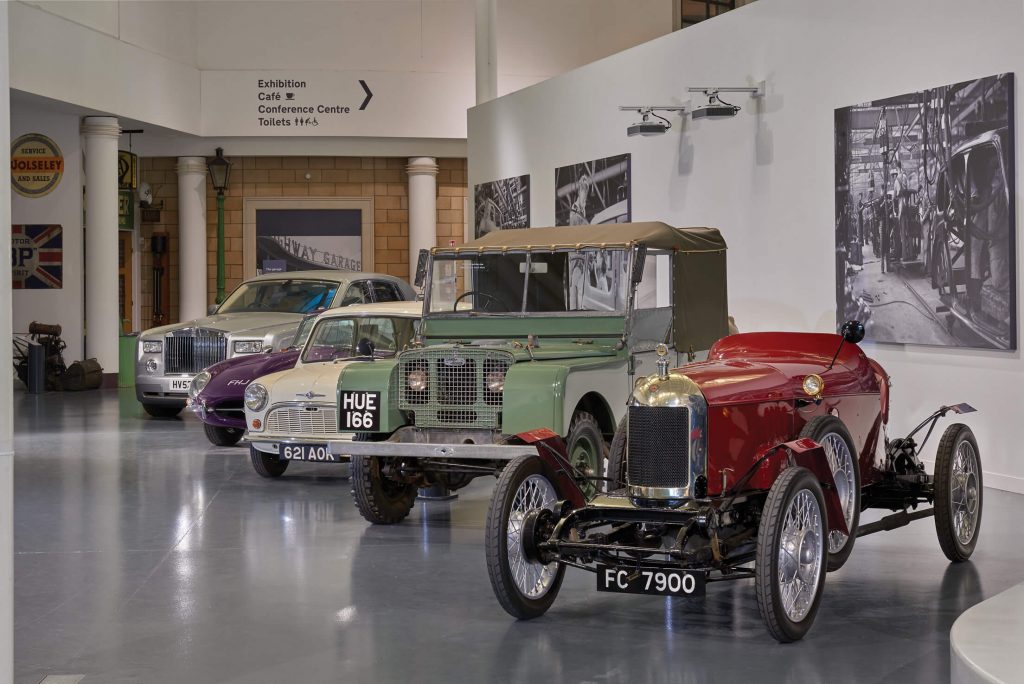 Welcome gallery at the British Motor Museum in Warwickshire